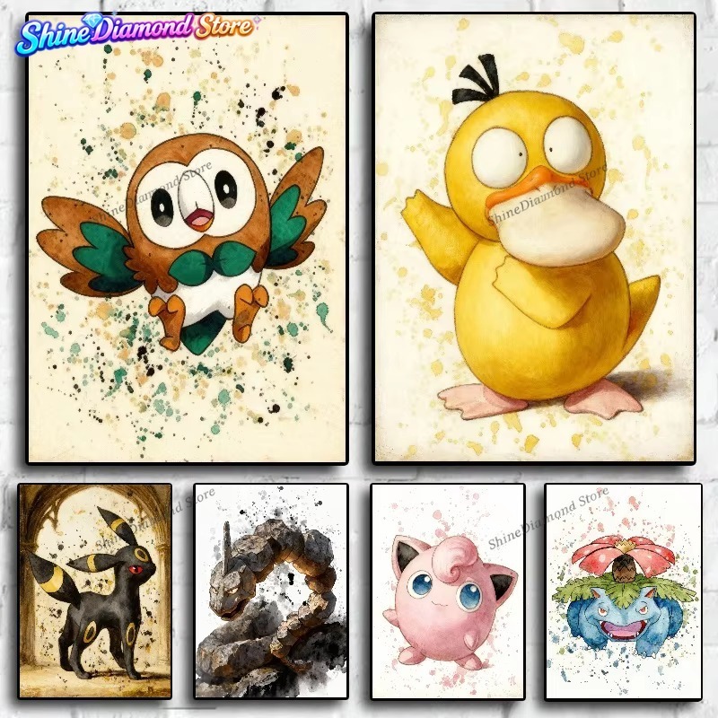 Embroidery Canvas - Pintura de diamantes 5D DIY Pokémon