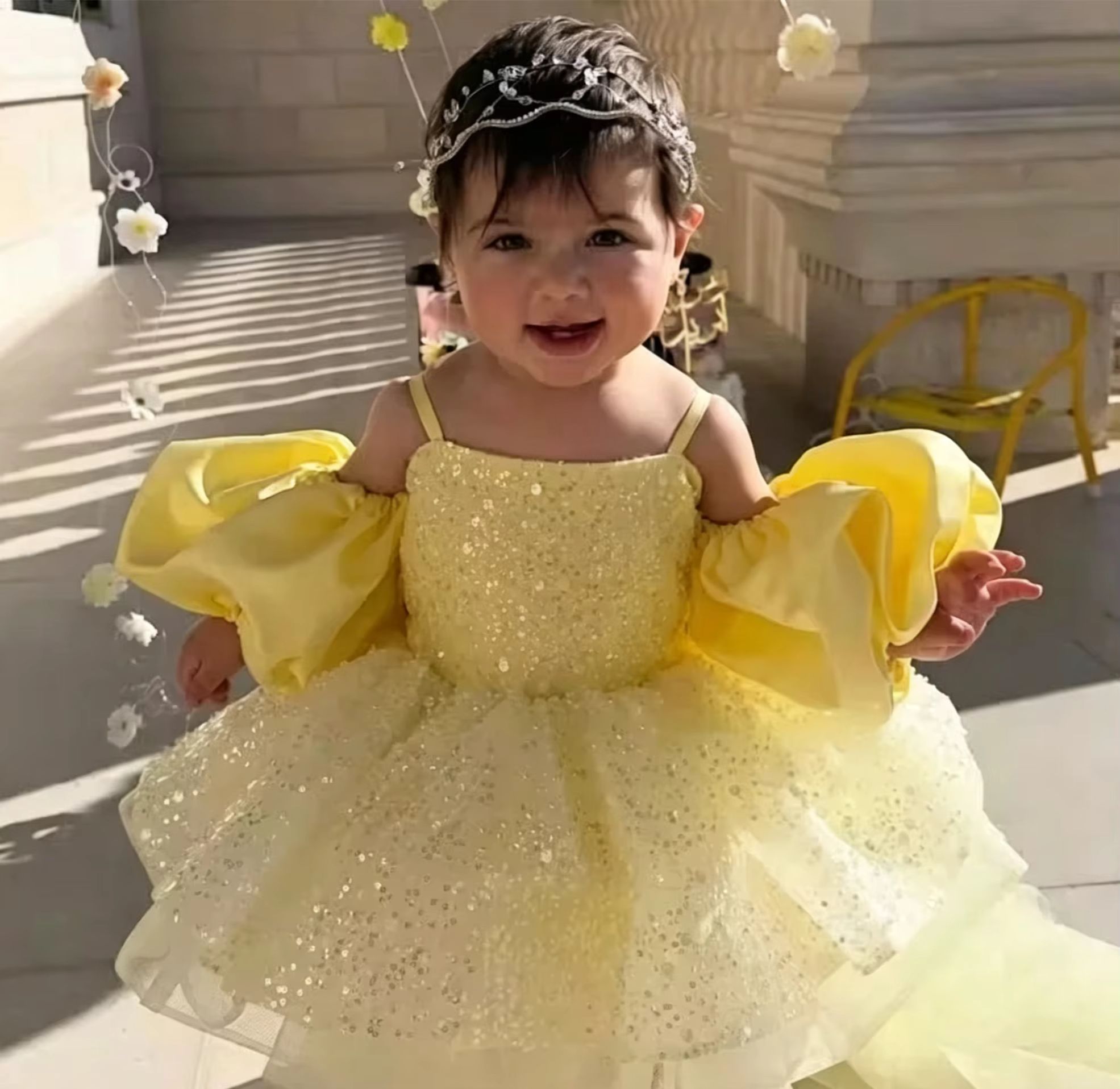 Embroidery Yellow Dress - Lindos vestidos amarillos de flores para
