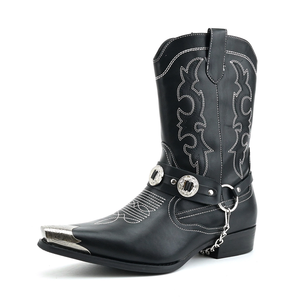 Embroidery Yes - Botas de cuero estilo western para