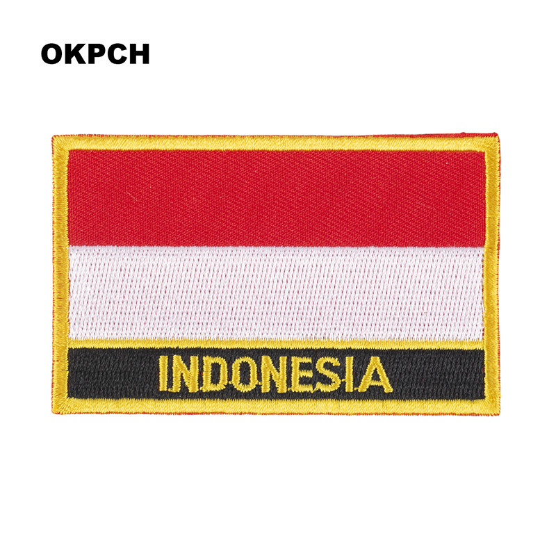 Embroidery In Indonesia - Parches bordados de bandera de Indonesia,