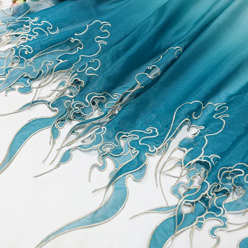 Embroidery Style - Tela con Bordado Estilo Chino, Degradado