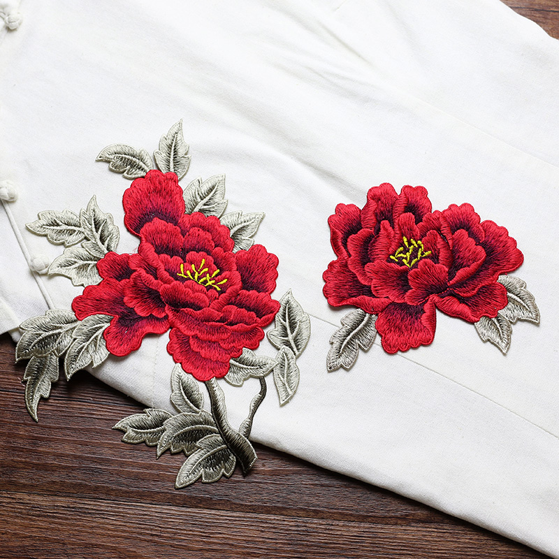 Embroidery Yellow Dress - 1 par de apliques bordados de
