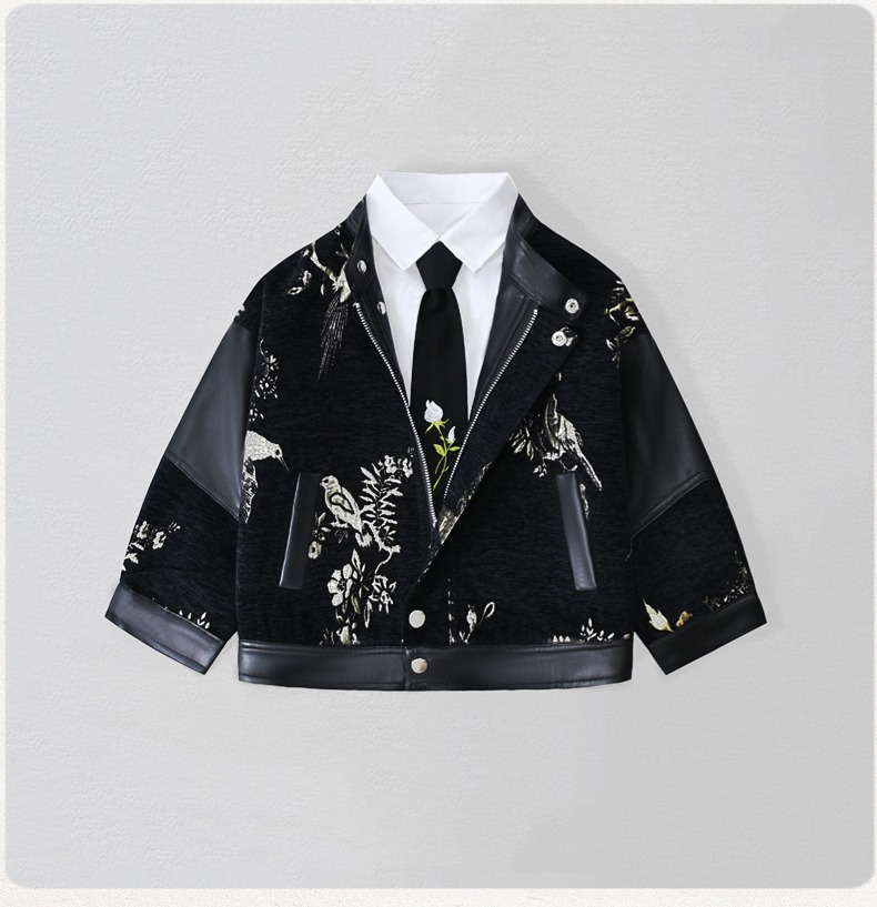 Embroidery Class - Chaqueta de cuero Pu con bordado