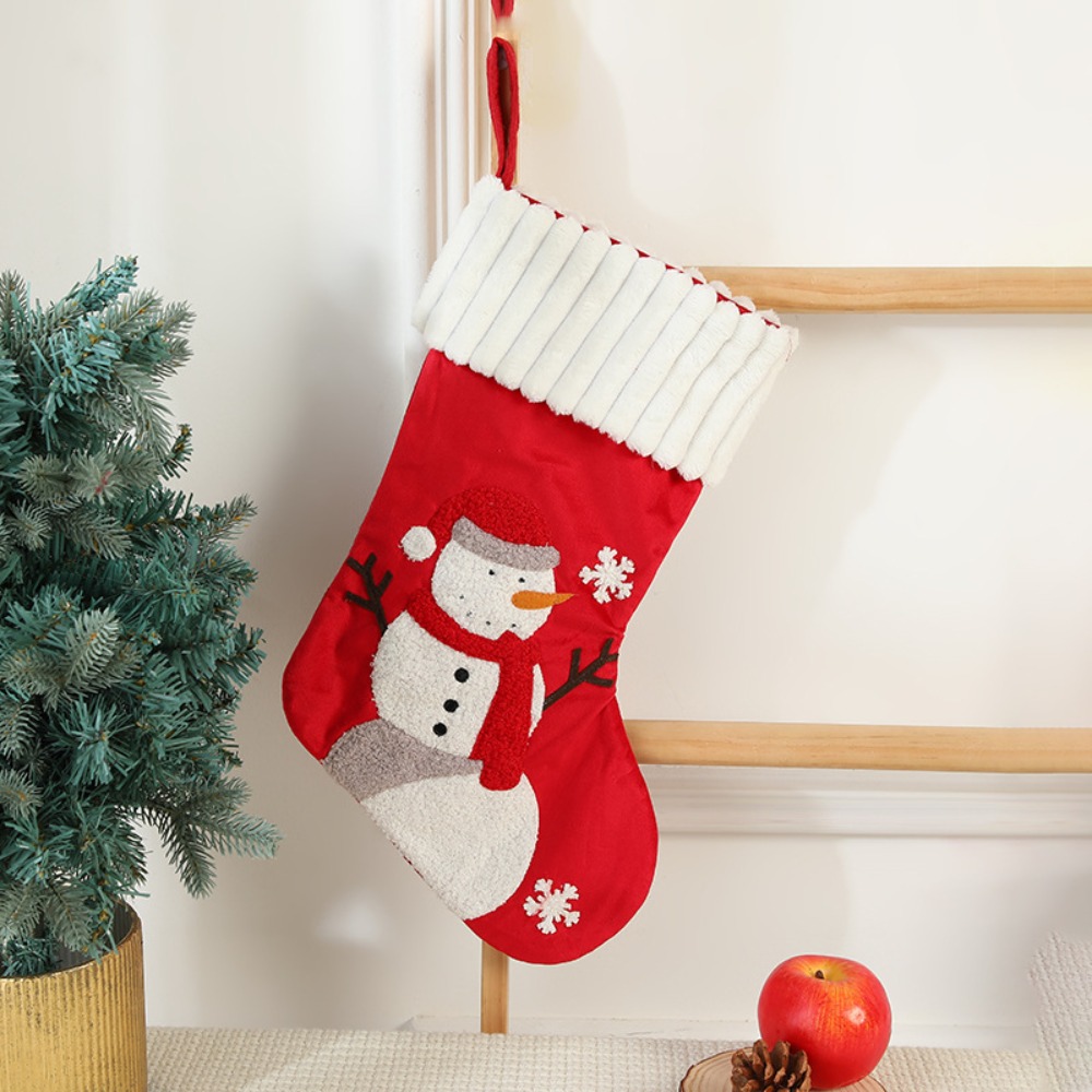 Embroidery Xmas Stocking - Calcetín Navideño Bordado para Colgar, Reutilizable,