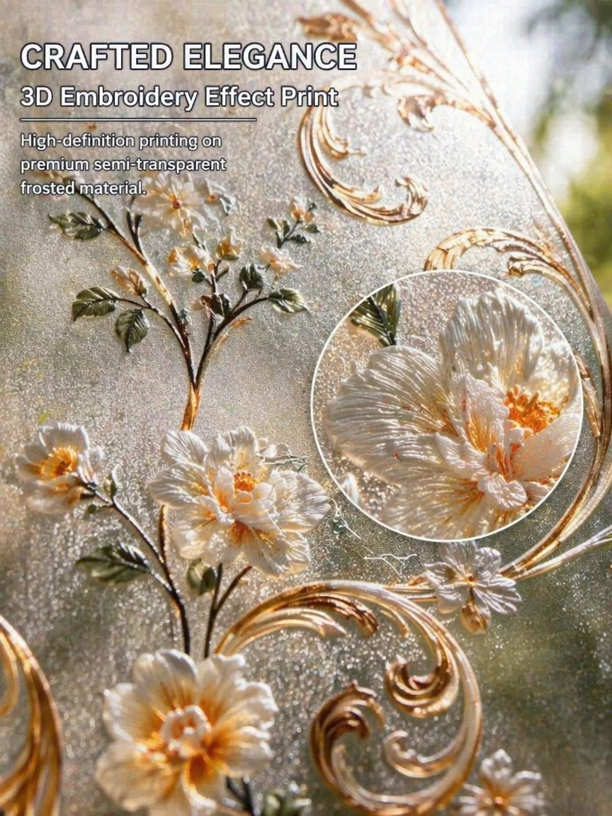 Embroidery Free Pattern - Película Decorativa para Ventanas con Patrón