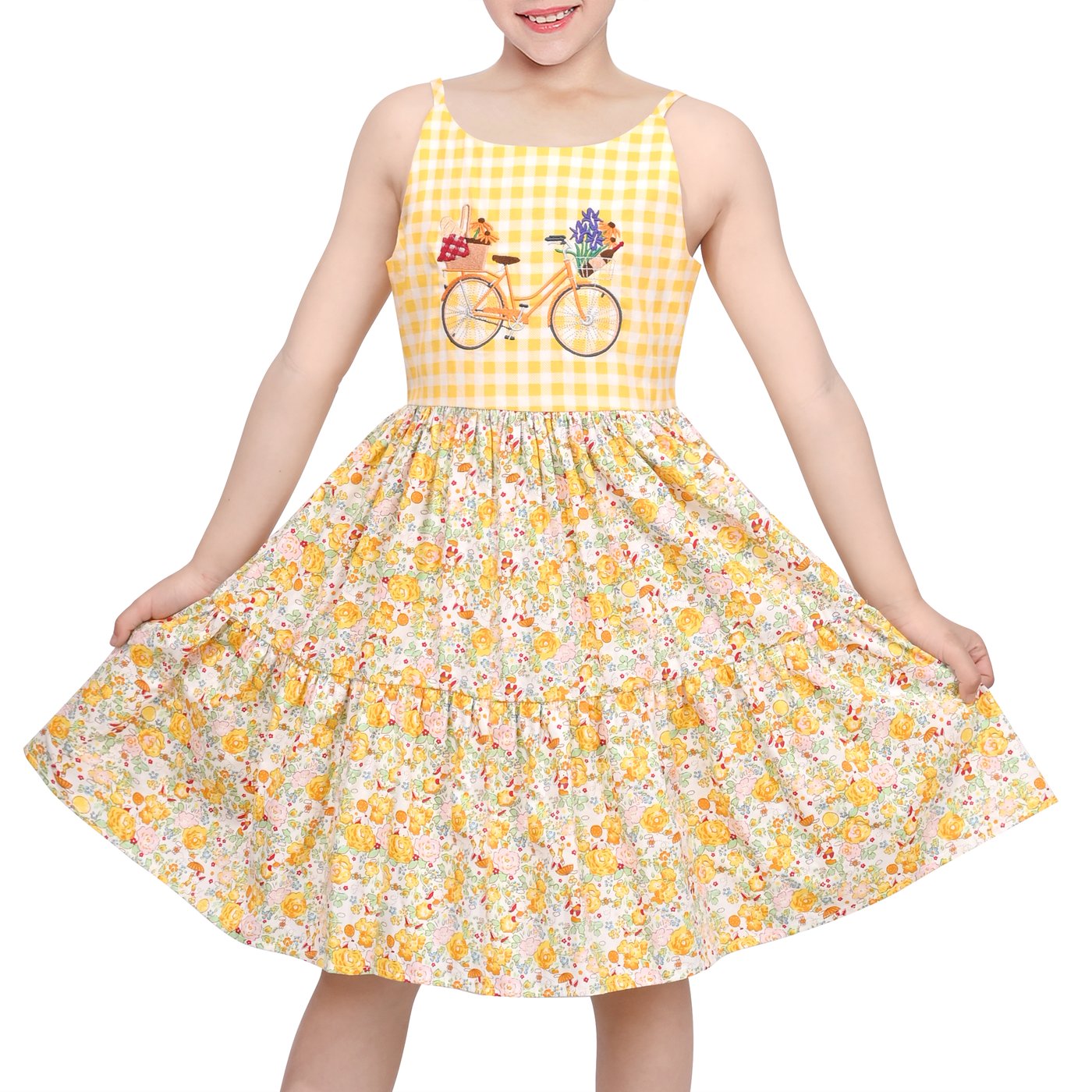 Embroidery Yellow Dress - Vestido para niñas, vestido de verano