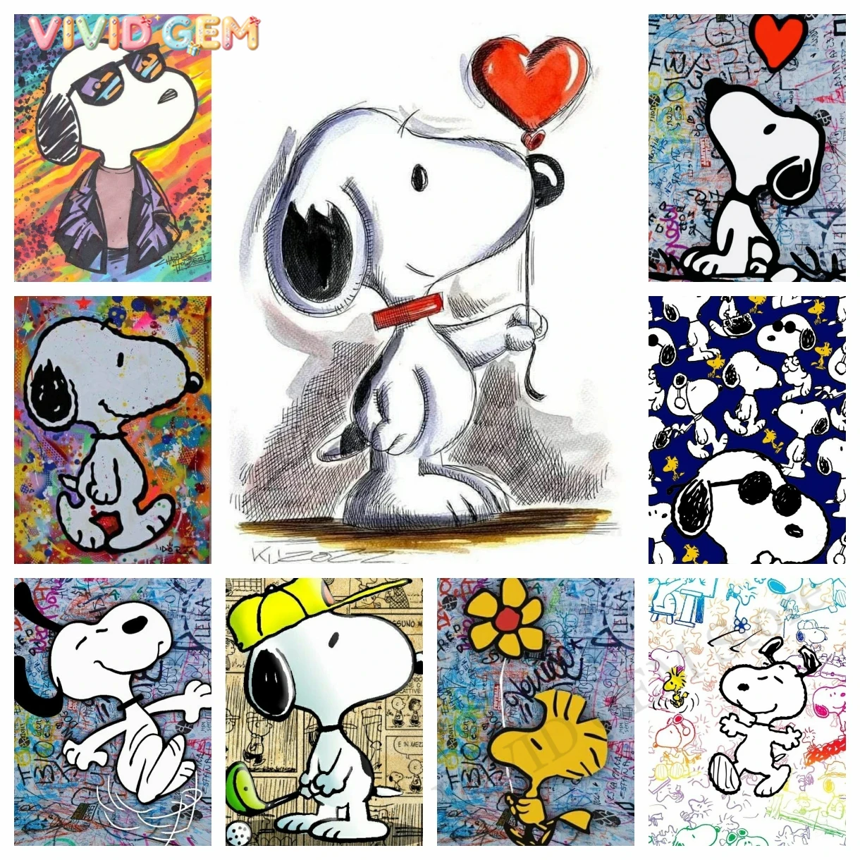 Embroidery Free Pattern - VIVID GEM Kawaii Graffiti Snoopy Dibujos