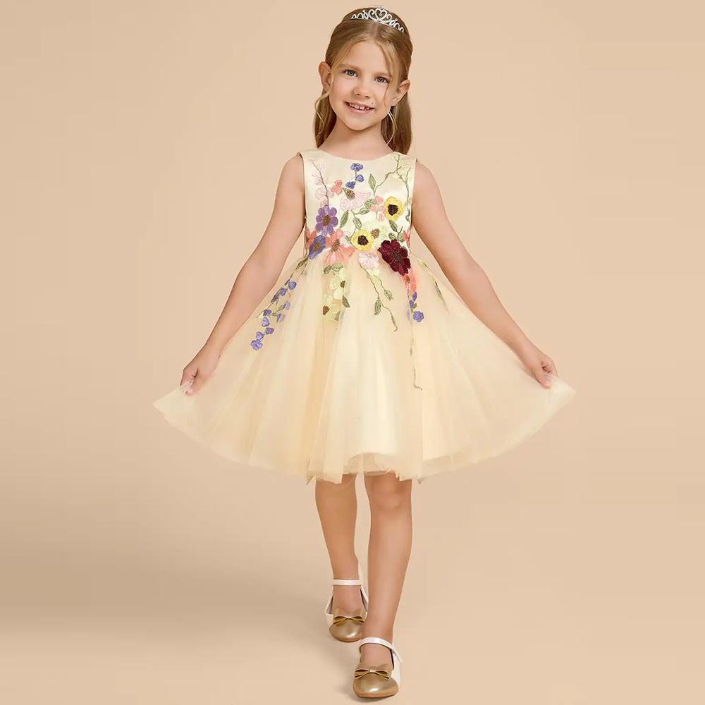 Embroidery Yellow Dress - Vestidos de Niña de las Flores