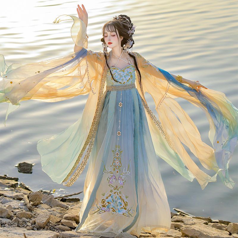 Embroidery Yellow Dress - Vestido Hanfu Chino para Mujer, Traje