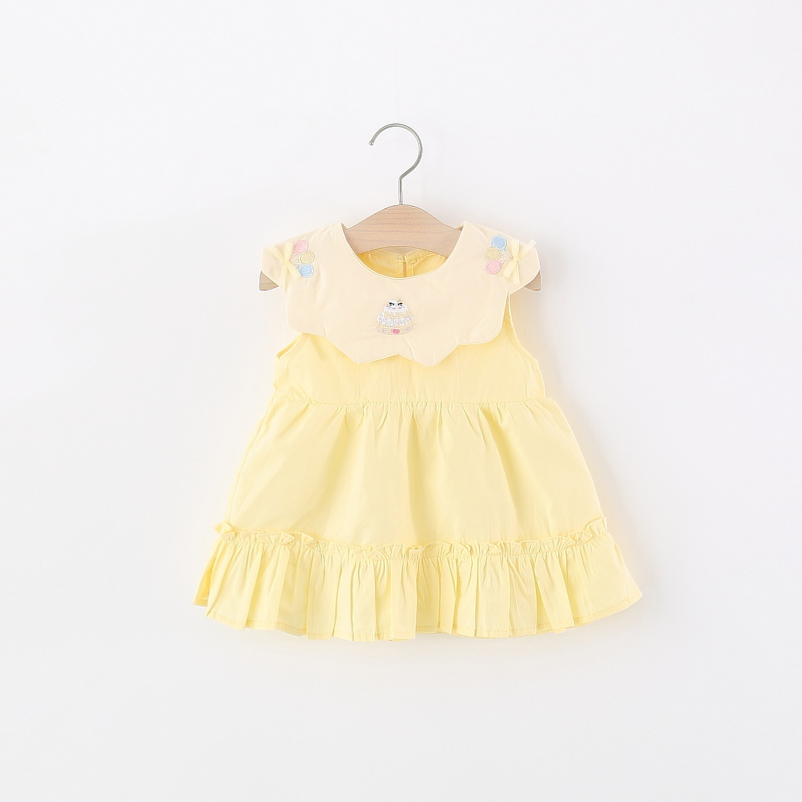 Embroidery Yellow Dress - Vestido de algodón amarillo para niña