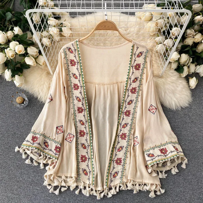 Camisa de verano para mujer, c - Embroidery Cardigan reseña y precio