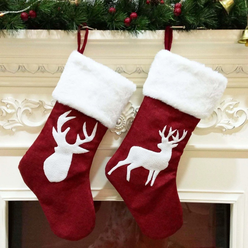 Medias rojas de Papá Noel, bol - Embroidery Xmas Stocking reseña y precio