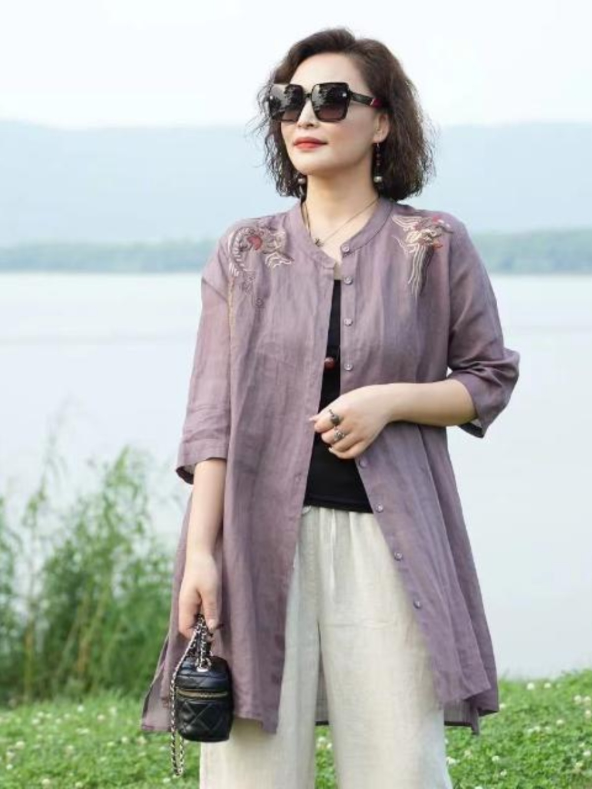 Camisa retro bordada de mezcla - Embroidery Cardigan reseña y precio