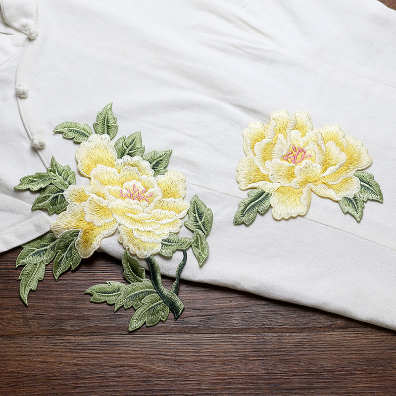 1 par de apliques bordados de  - Embroidery Yellow Dress reseña y precio