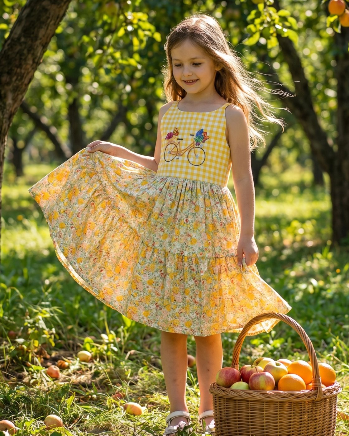 Vestido para niñas, vestido de - Embroidery Yellow Dress reseña y precio