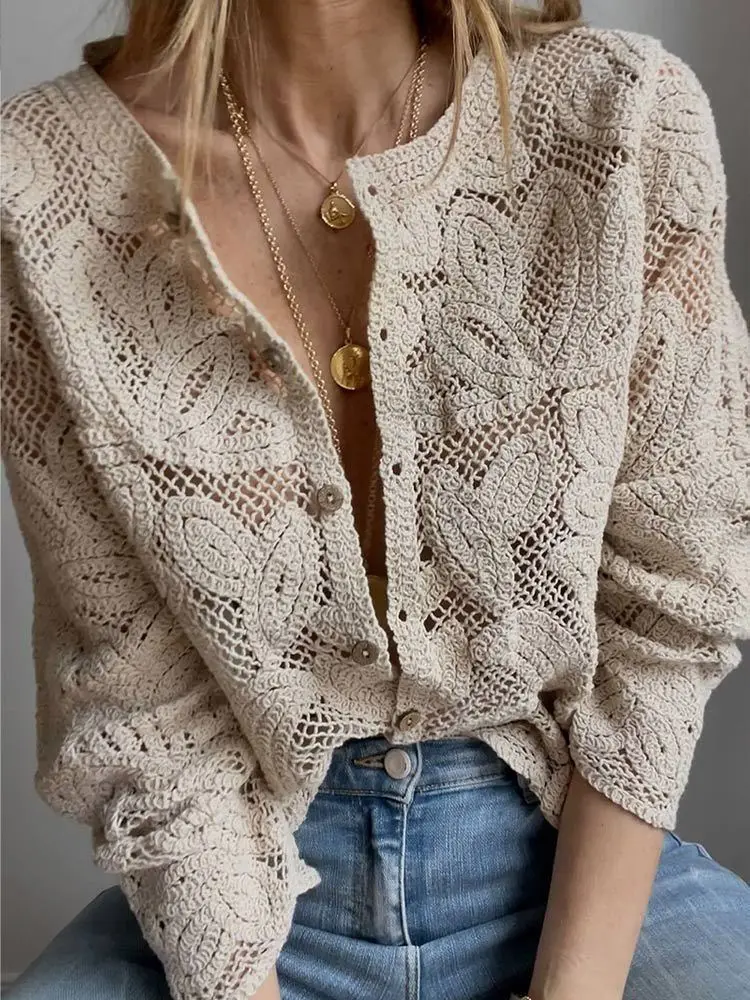 Camisas de punto de ganchillo  - Embroidery Cardigan reseña y precio