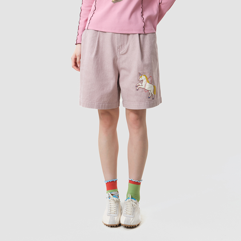 Pantalones Cortos Casuales par - Embroidery Unicorn reseña y precio