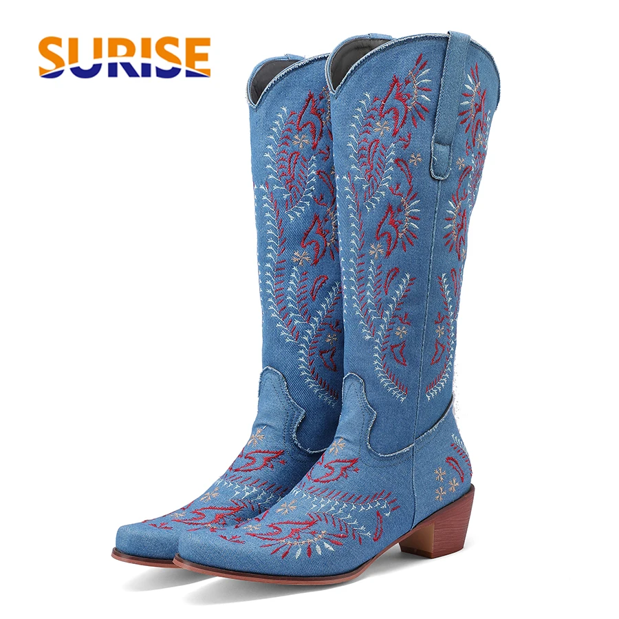 Botas vaqueras azules de vaque - Embroidery Yes reseña y precio