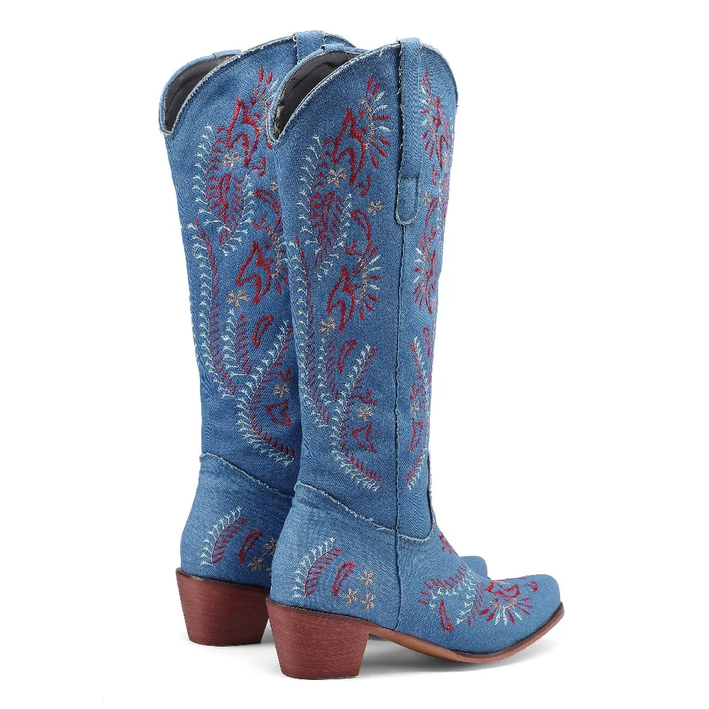 Botas vaqueras azules de vaque - Embroidery Yes reseña y precio