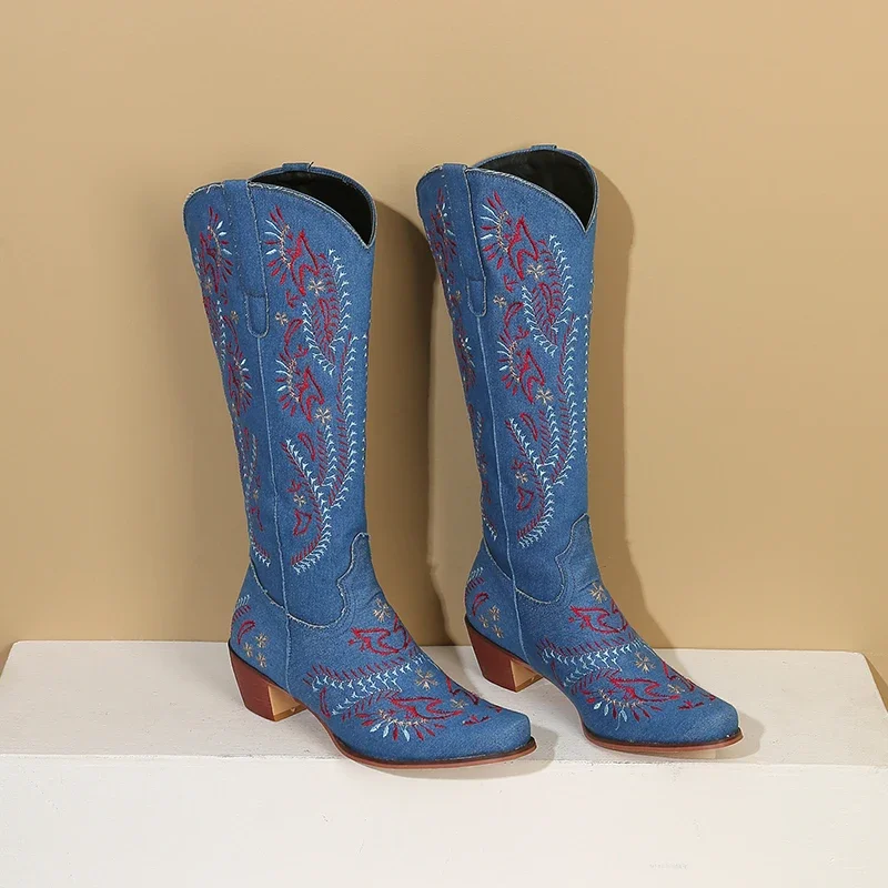 Botas vaqueras azules de vaque - Embroidery Yes reseña y precio